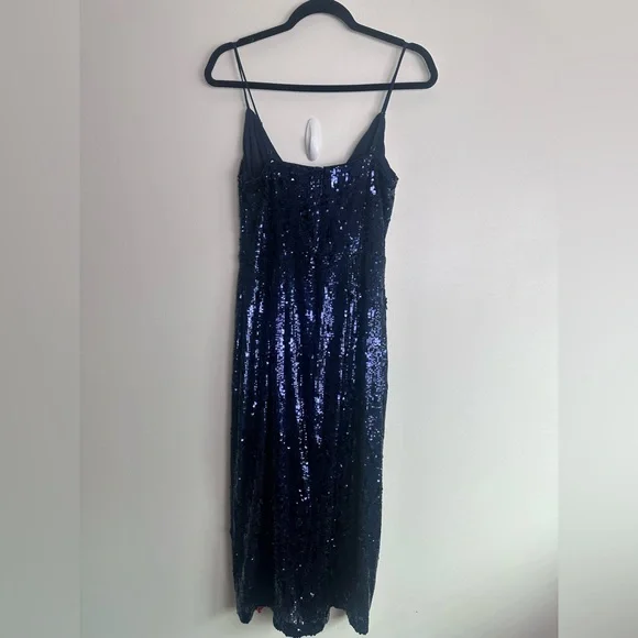 NWT Ramy Brook Leanne Midi Navy Sequin Event Side Slit Dress Size 8 - Picture 6 of 6
